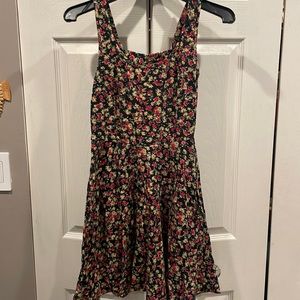 Black and floral skater stretch dress
